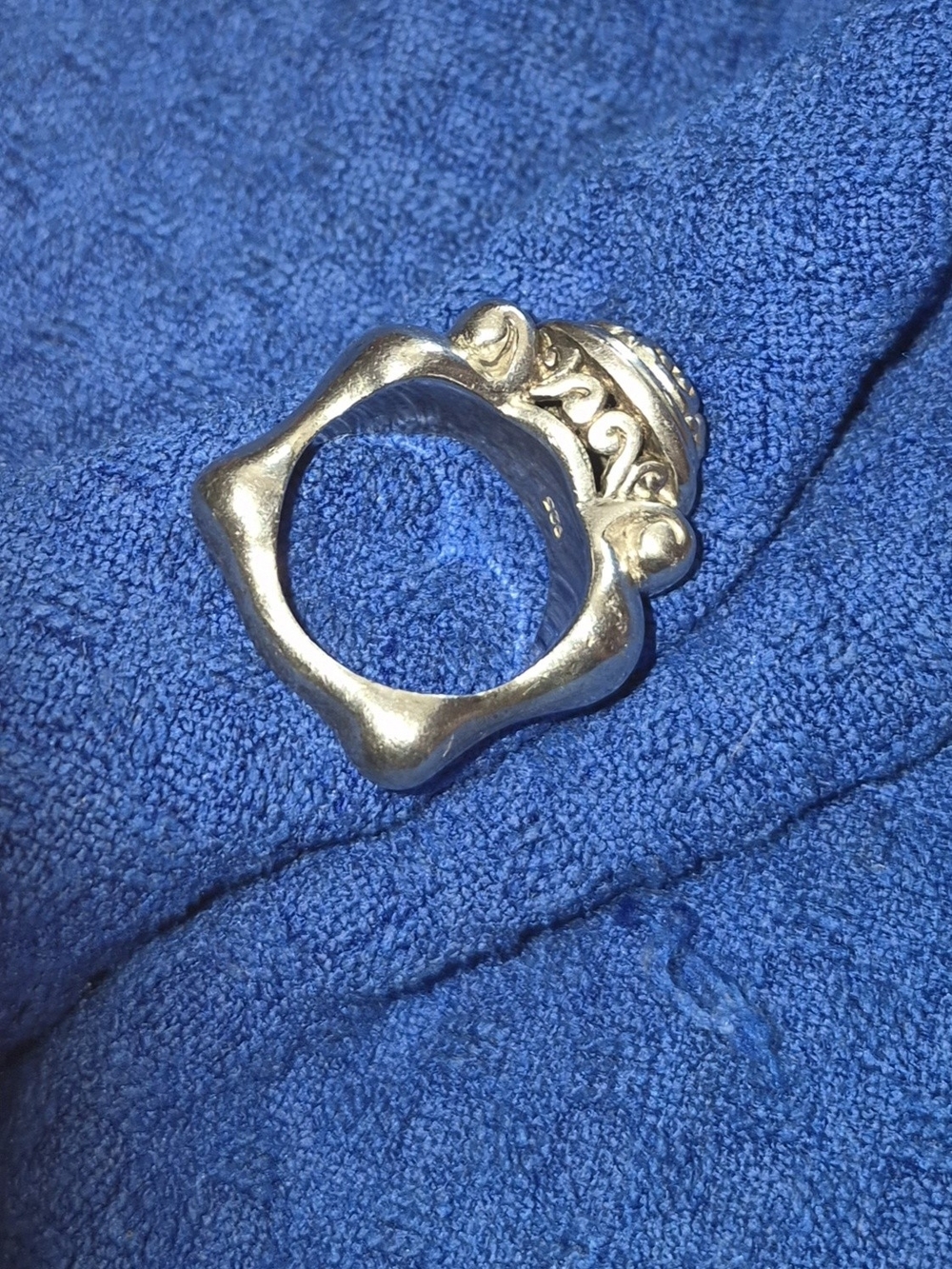 Vtg Sterling Silver Ornate Dome Ring Silver heavy artisan 925 sterling silver
